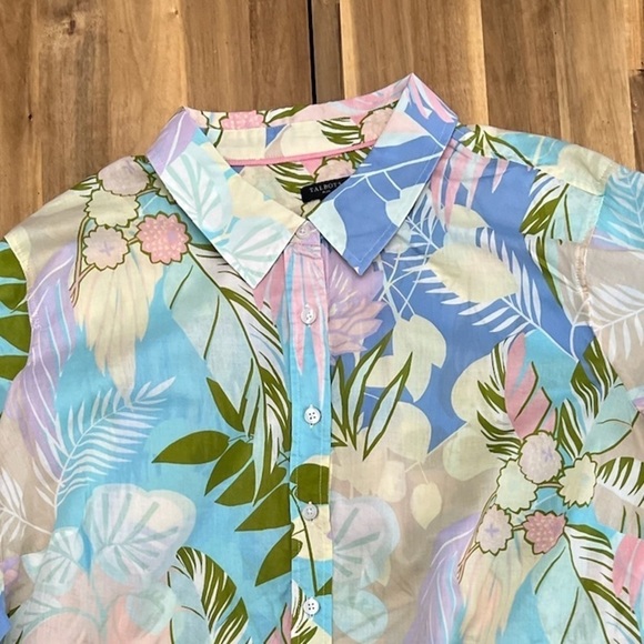 Talbots Plus Pastel Floral Tropical Lightweight Cotton Button Down Shirt Size 2X - Picture 3 of 9